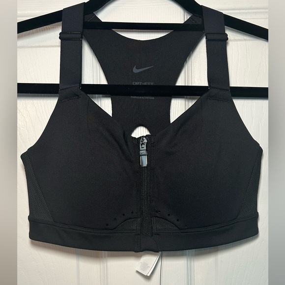 NWT NIKE Alpha Women's High-Support Padded Zip-Front Sports Bra- Black/ Size XS - Picture 3 of 9